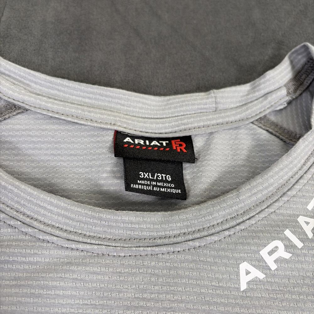 2) Ariat FR Flame Resistant Short Sleeve Baselayer T-Shirt Size 3X Grey & Tan - Picture 16 of 16